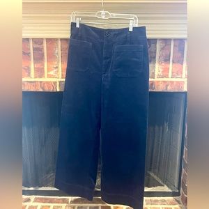 Maeve Colette Navy Cropped Flare Corduroy Pants size 30